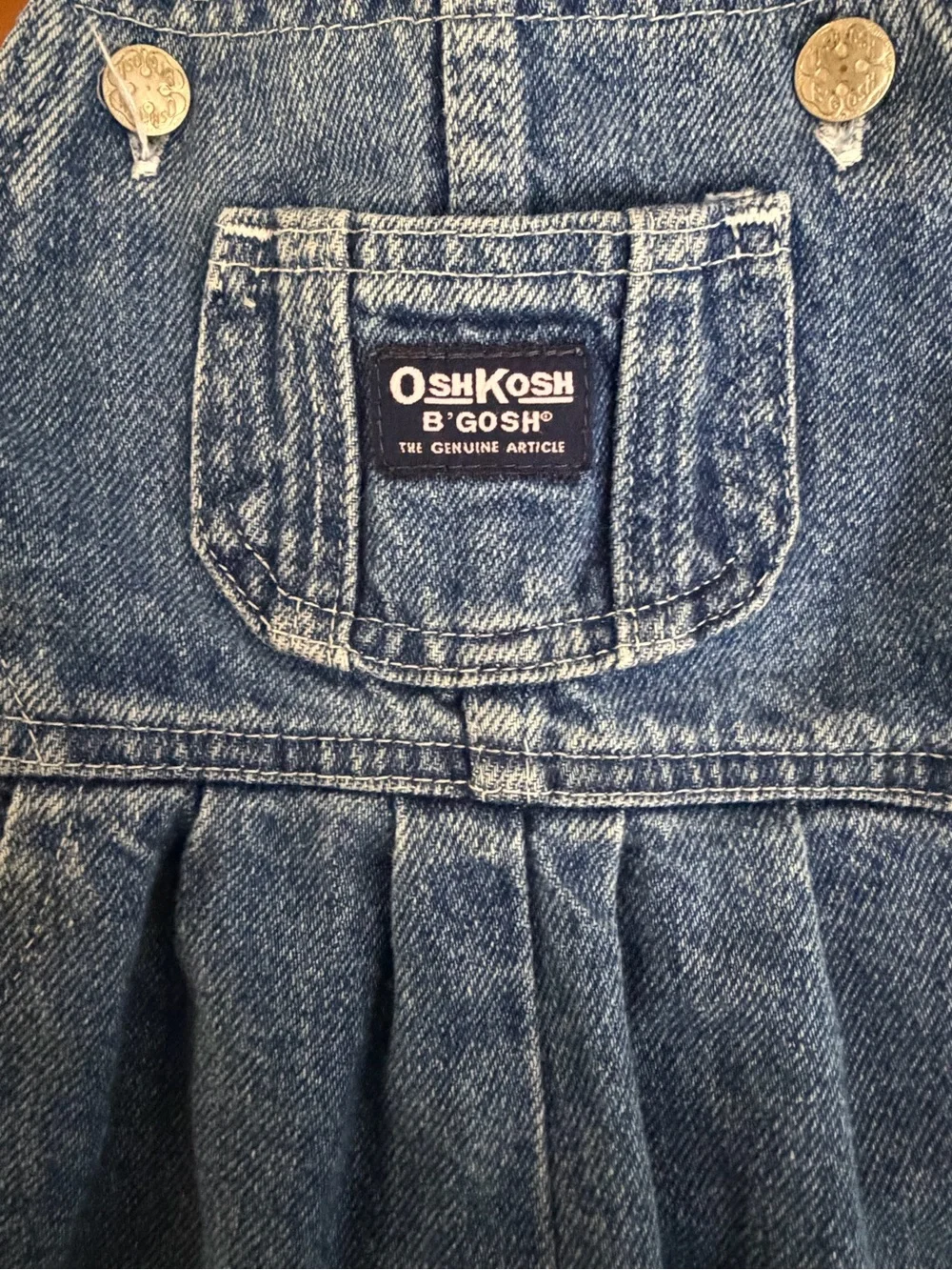 Vintage OshKosh B'Gosh Girls' Denim Overalls w/Pink Details Size 18 Months